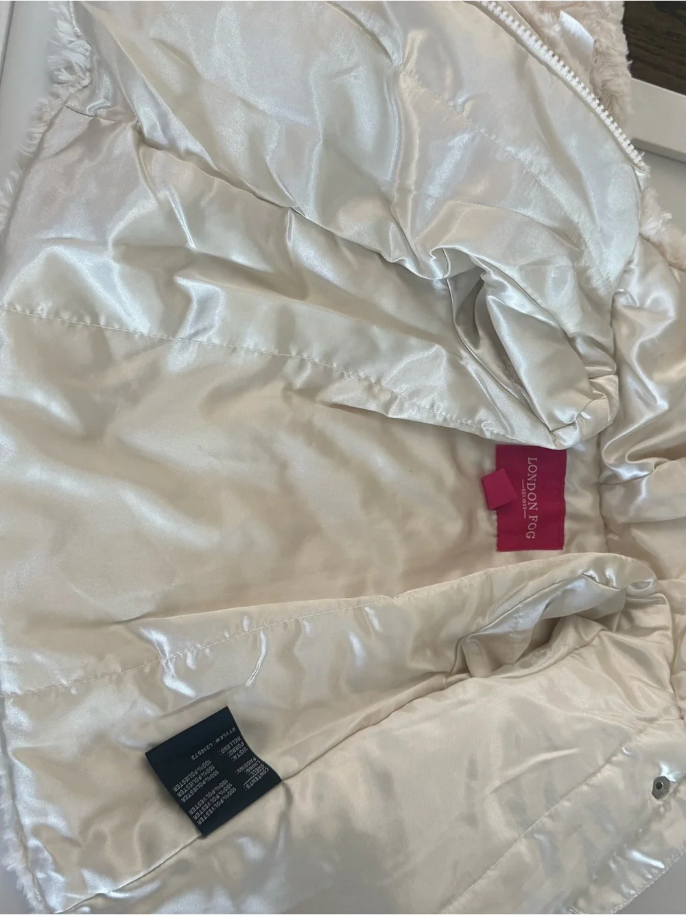London Fog Satin-Lined Cream Infant Jacket size 3-6 months